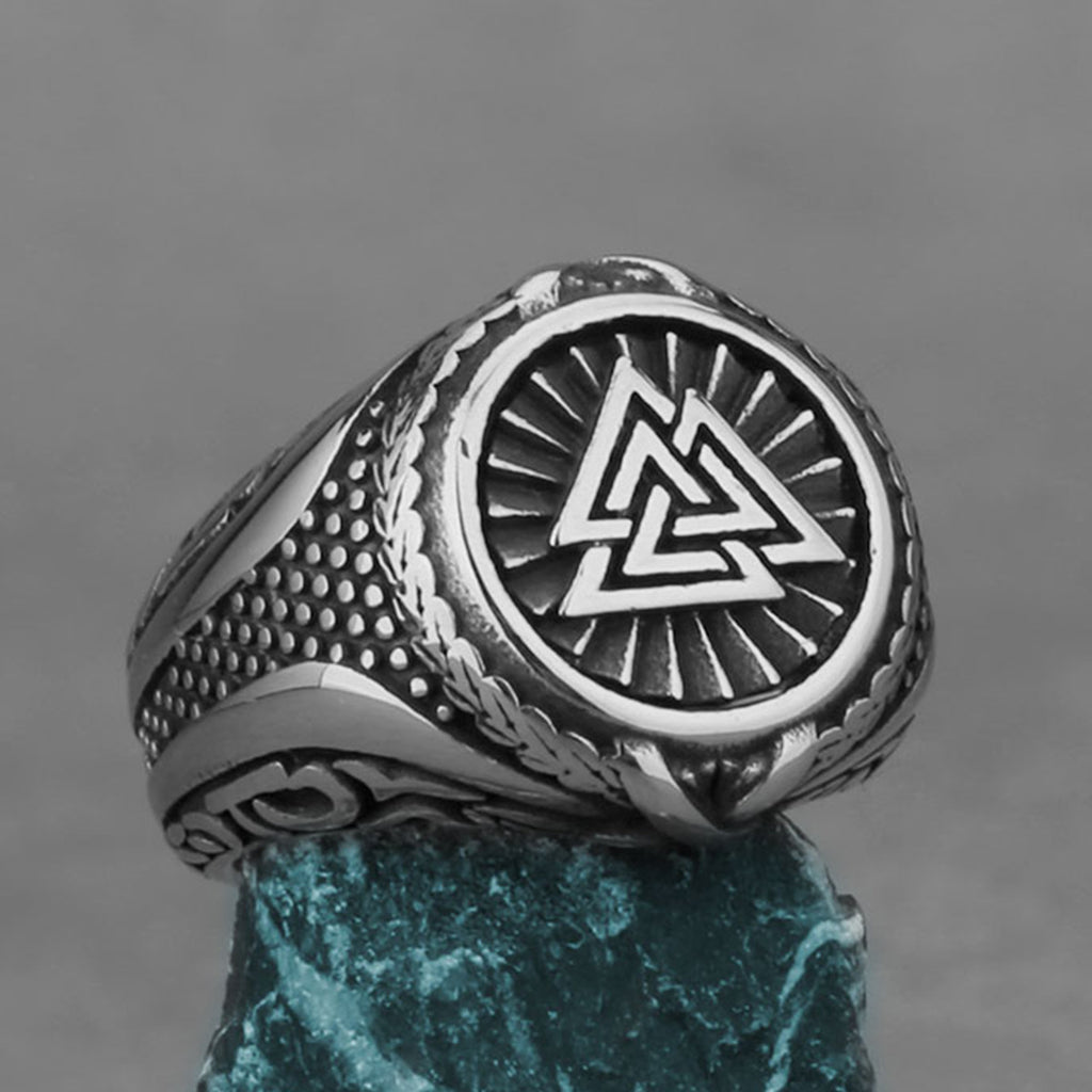 Viking Triangle Rune Titanium Men's Ring