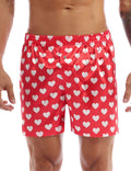 Mens Hot Boxers Shorts Love Heart Print Summer Loose Sports Trunks Underwear Red Large