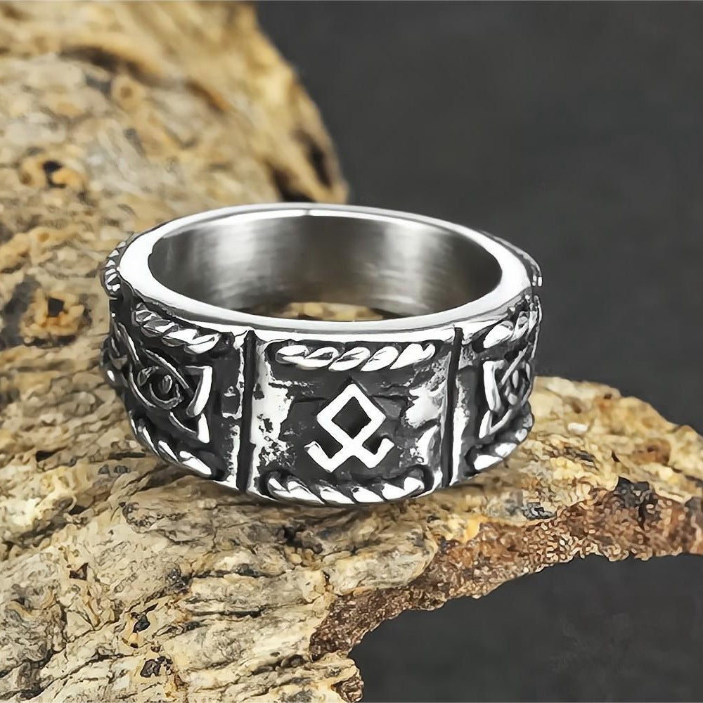 Men's Viking Text Titanium Ring