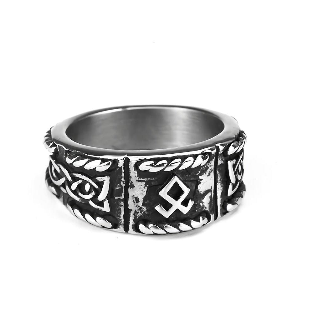 Men's Viking Text Titanium Ring