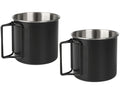 Camping Cups with Folding Handles Camping Mugs Set of 2Camping Coffee Mugs Stainless Steel Camping MugsPortable 12oz Camping Cup for Outdoor Picnic Hiking Backpacking (Black)