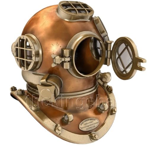 Vintage U.S Navy Mark V Copper Brass Diving Divers Helmet.