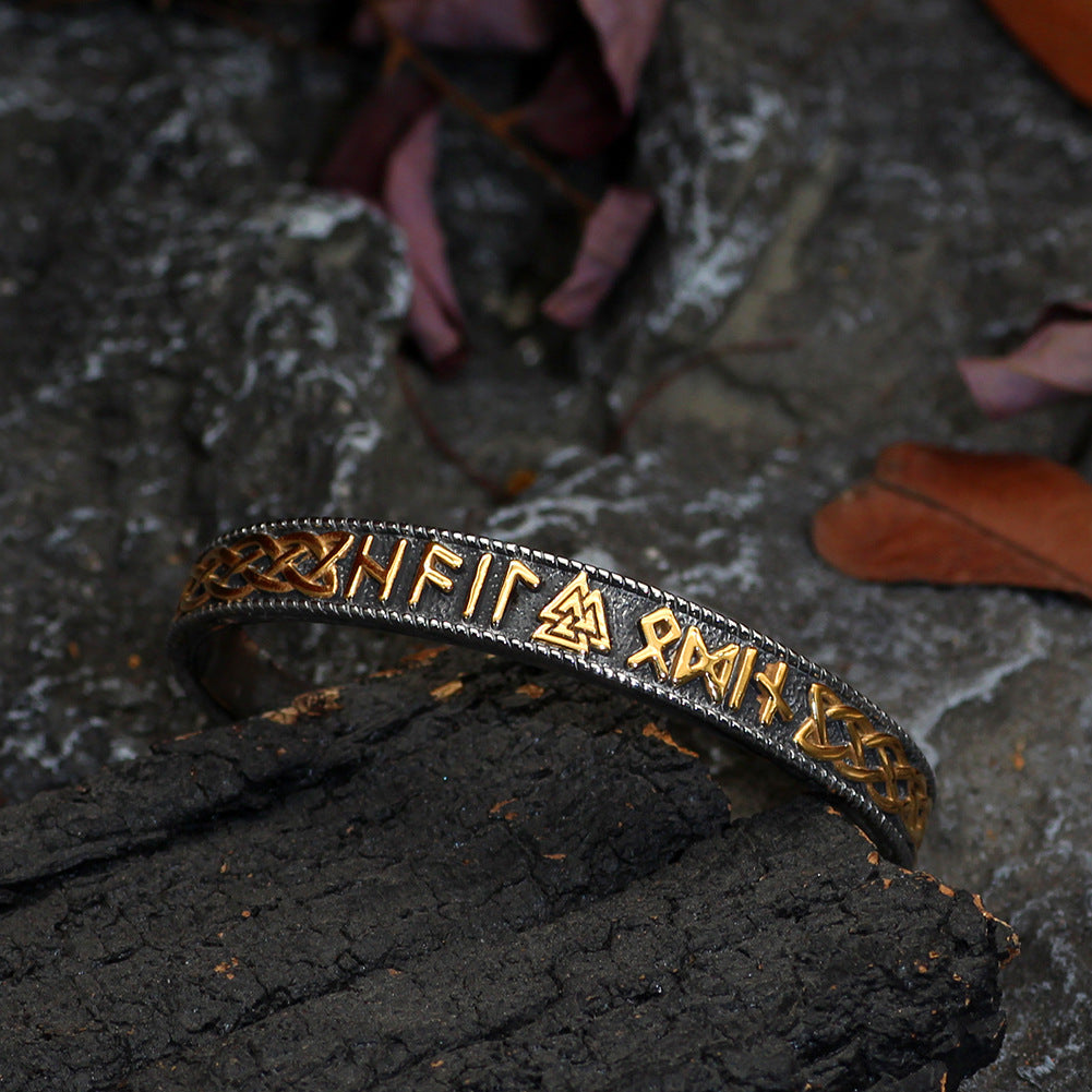 Adjustable Two-Color Viking Rune Triangle Bracelet