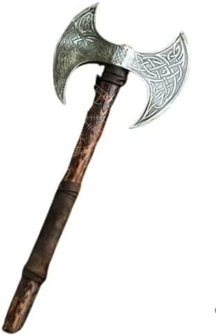 Viking Handmade Carbon Steel Axe Medieval Warrior Double Headed Battle Axe Viking Axe Birthday Gift Double bit Axe Hatchet Viking war Ship Alien Battle Axe