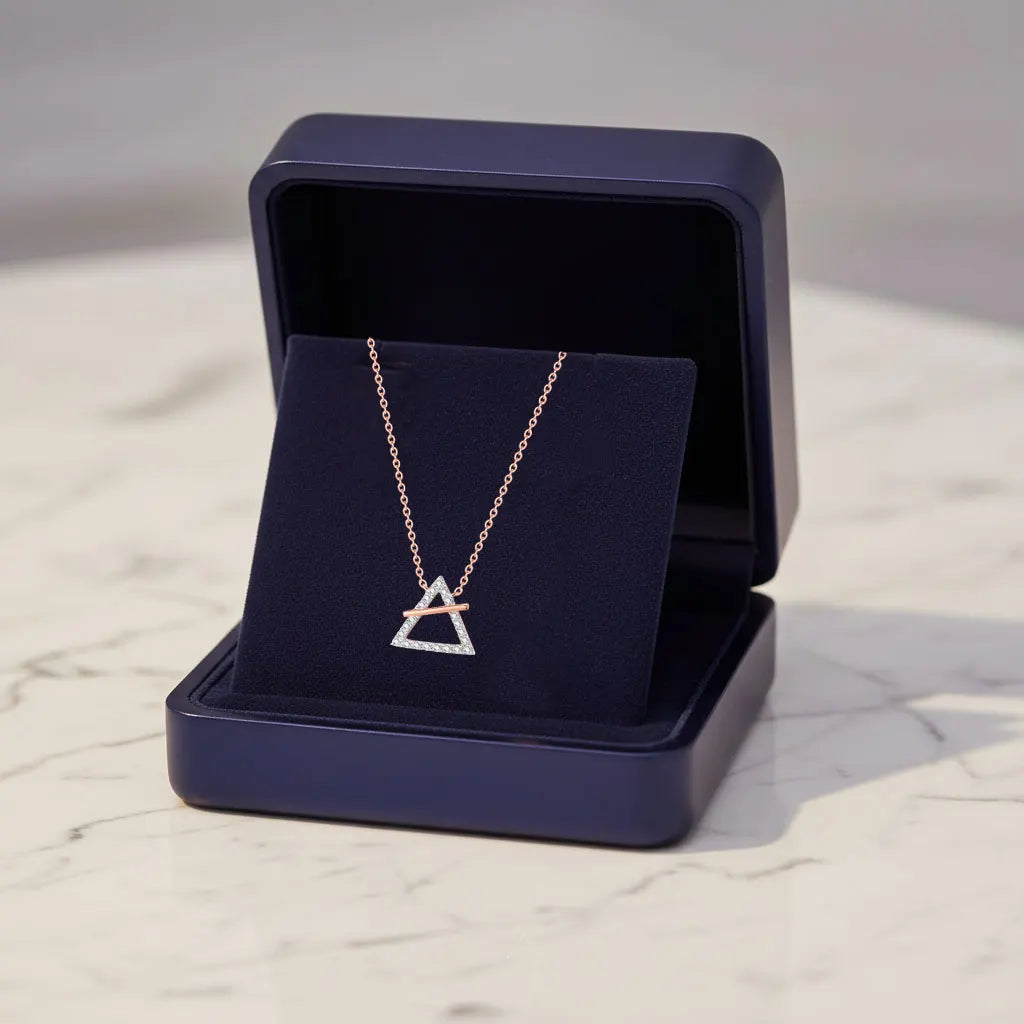 High Quality Wholesale Exquisite Romantic Geometric Design Necklace Jewelry 18K Rose Gold Real Natural Diamonds Pendant Necklace