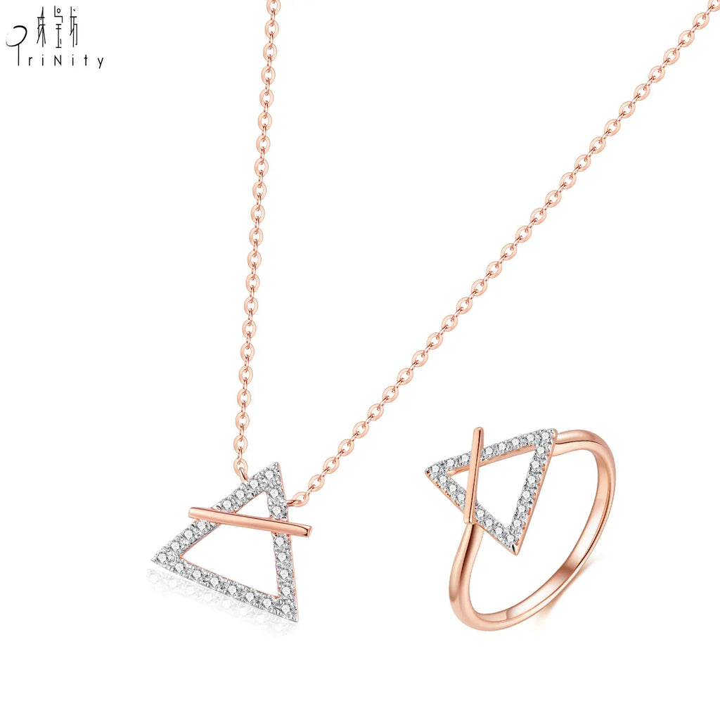 High Quality Wholesale Exquisite Romantic Geometric Design Necklace Jewelry 18K Rose Gold Real Natural Diamonds Pendant Necklace