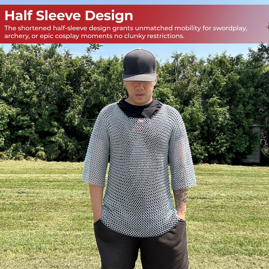 Medieval Knight's Half-Sleeve Chainmail Shirt Hauberk