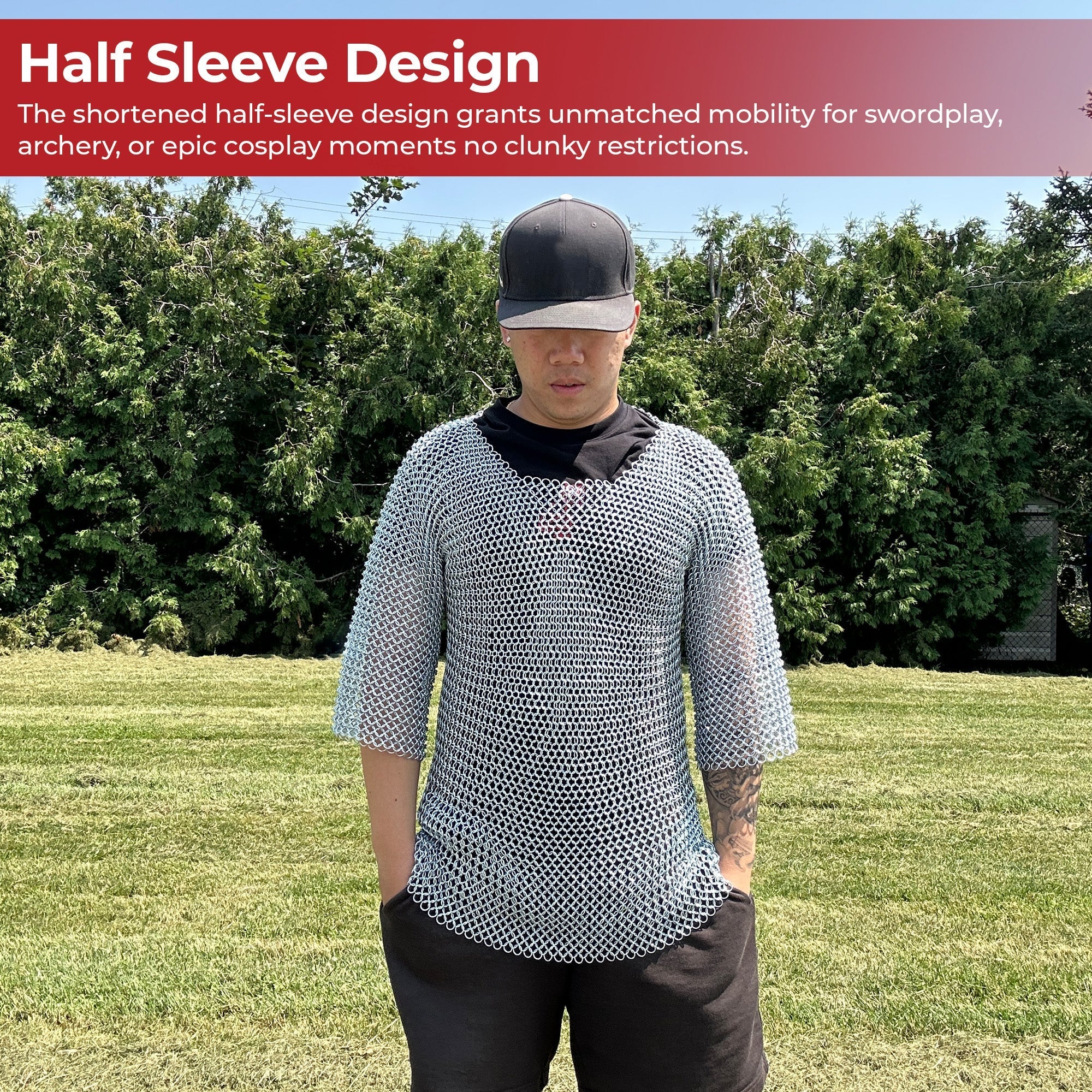 Medieval Knight's Half-Sleeve Chainmail Shirt Hauberk