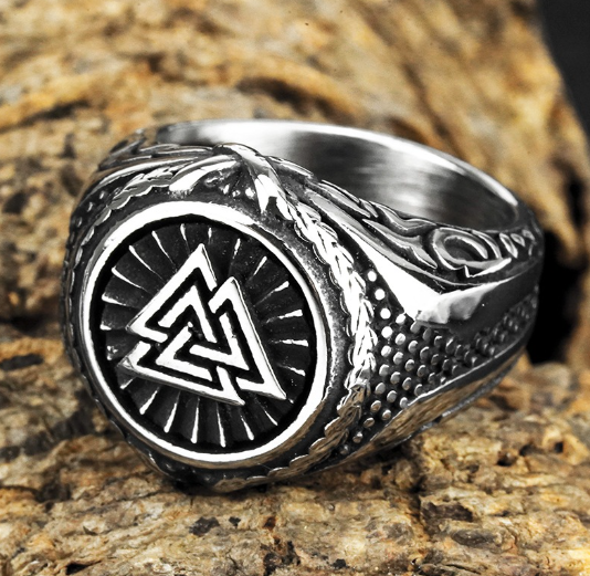 Viking Triangle Rune Titanium Men's Ring