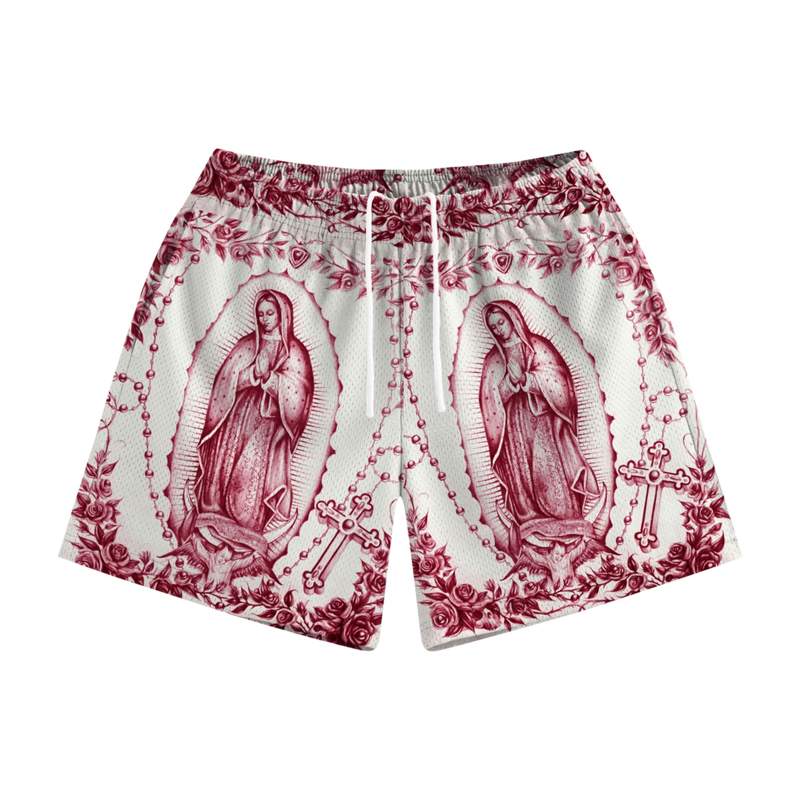 Men's Religious Graphic Drawstring Athletic Shorts