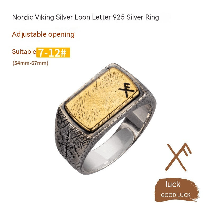 Nordic Viking Ring with Silver and Copper Inlay