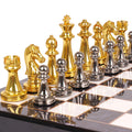 Metal Chess Set Marbled Chess Board with Chess Pieces with Extra Queens with zinc Alloy Metal Pieces – Ideal for Beginners and Professional Players