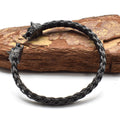 Viking Wolf Head Stainless Steel Braided Bracelet