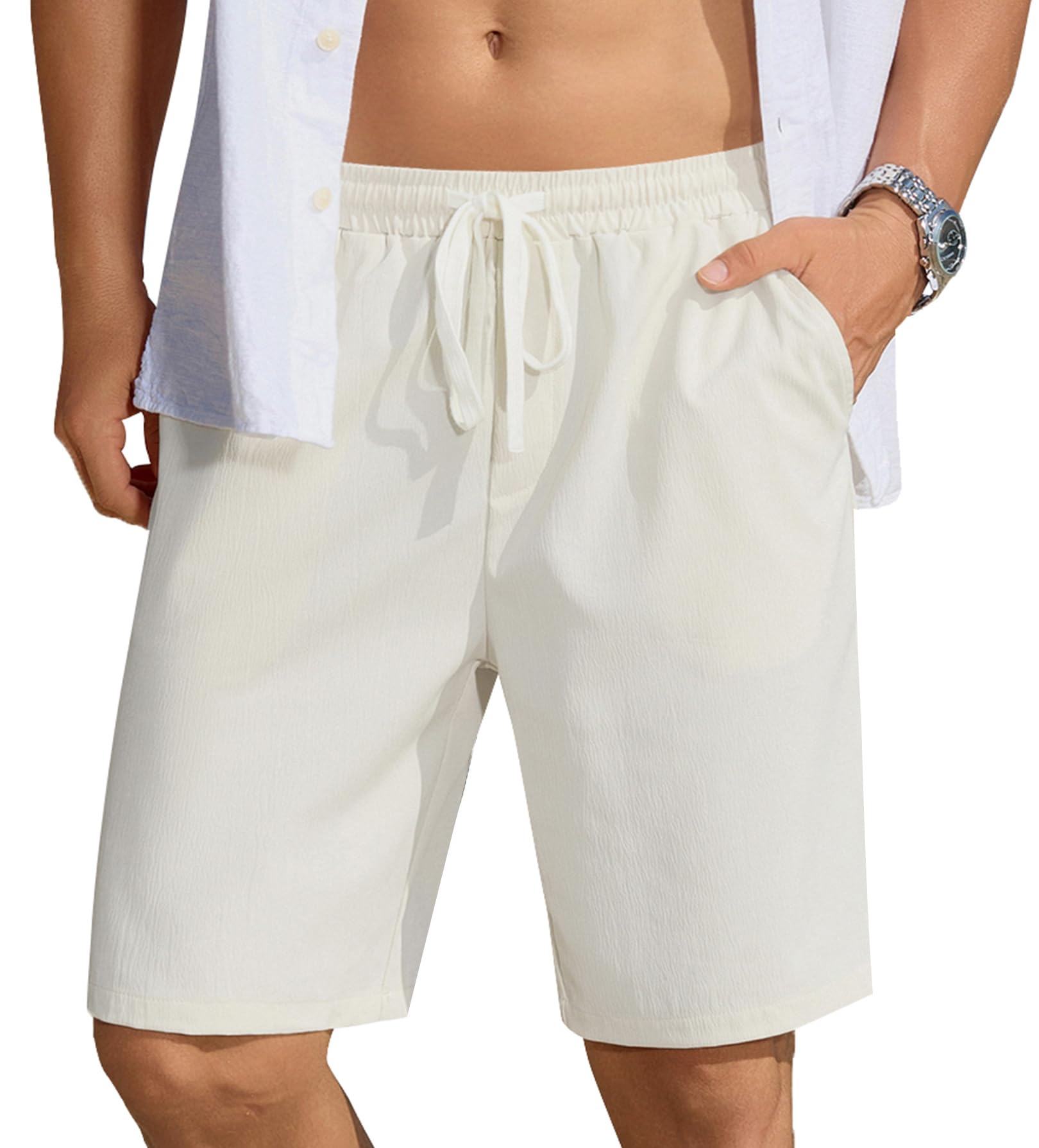 Men's Soft Elastic Waist Drawstring Summer Shorts