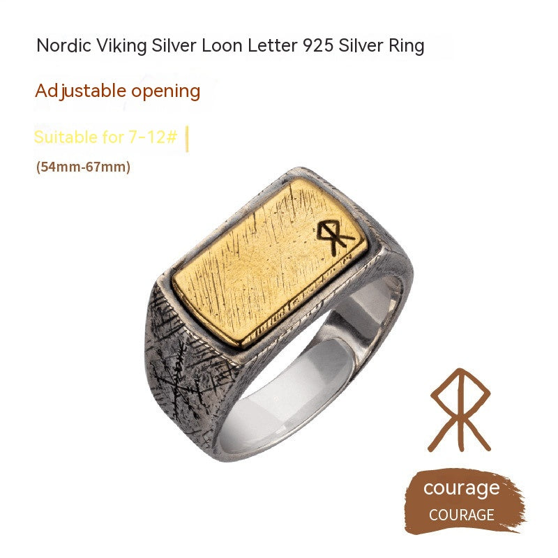 Nordic Viking Ring with Silver and Copper Inlay