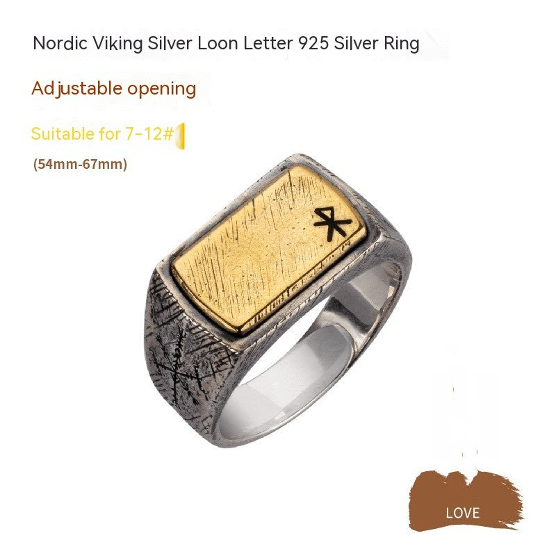 Nordic Viking Ring with Silver and Copper Inlay