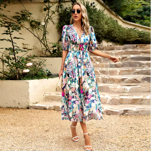 Summer Breeze V-neck Long Dress