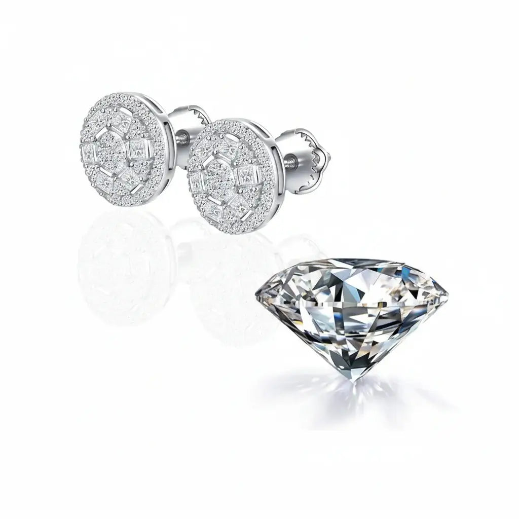 Women's moissanite stud earrings 925 Sterling Silver