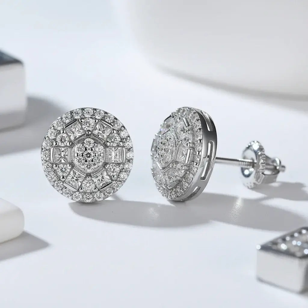 Women's moissanite stud earrings 925 Sterling Silver