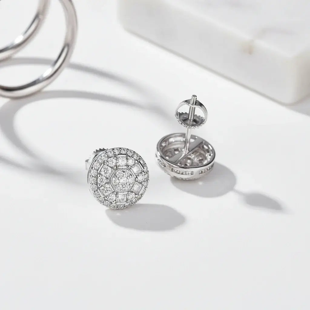 Women's moissanite stud earrings 925 Sterling Silver