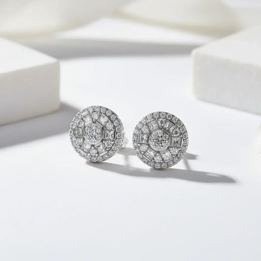 Women's moissanite stud earrings 925 Sterling Silver