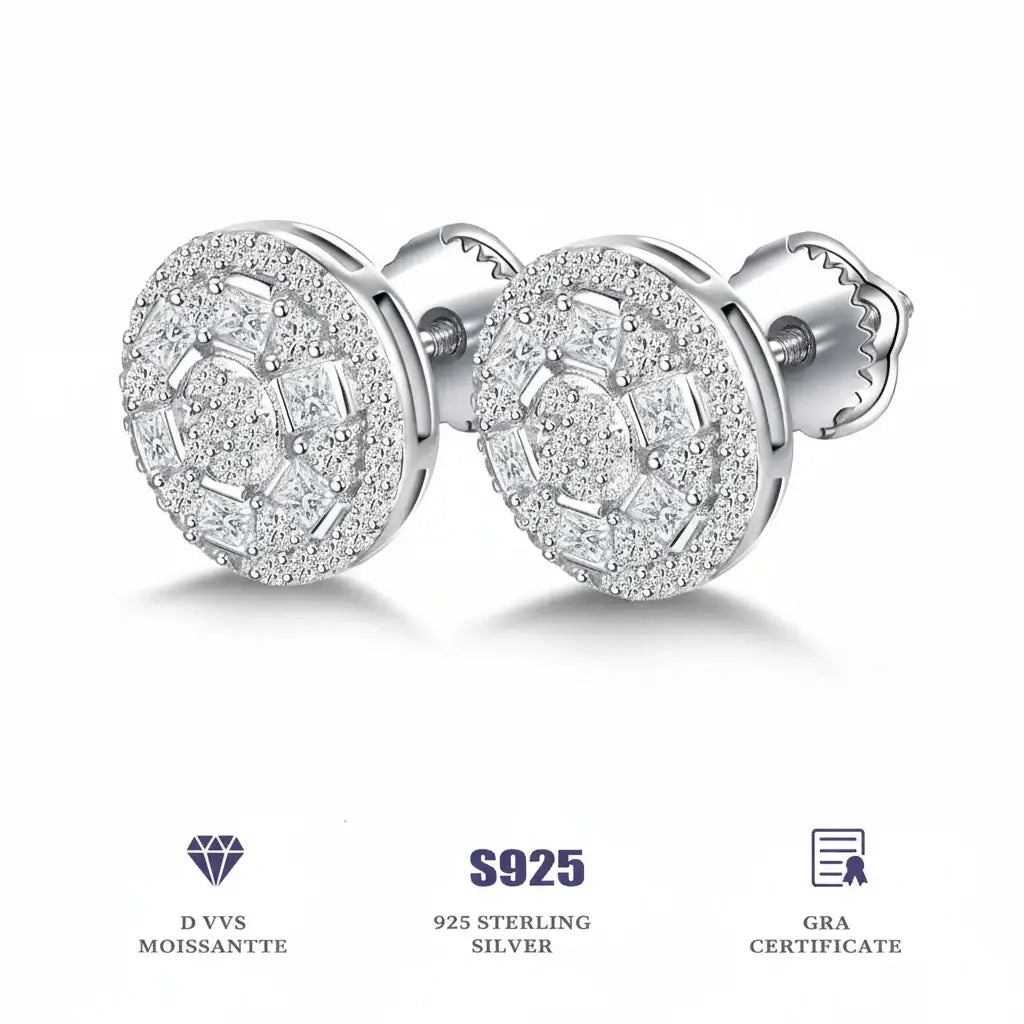 Women's moissanite stud earrings 925 Sterling Silver
